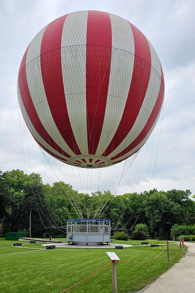 red-white hot air balloon in Budapest City Park