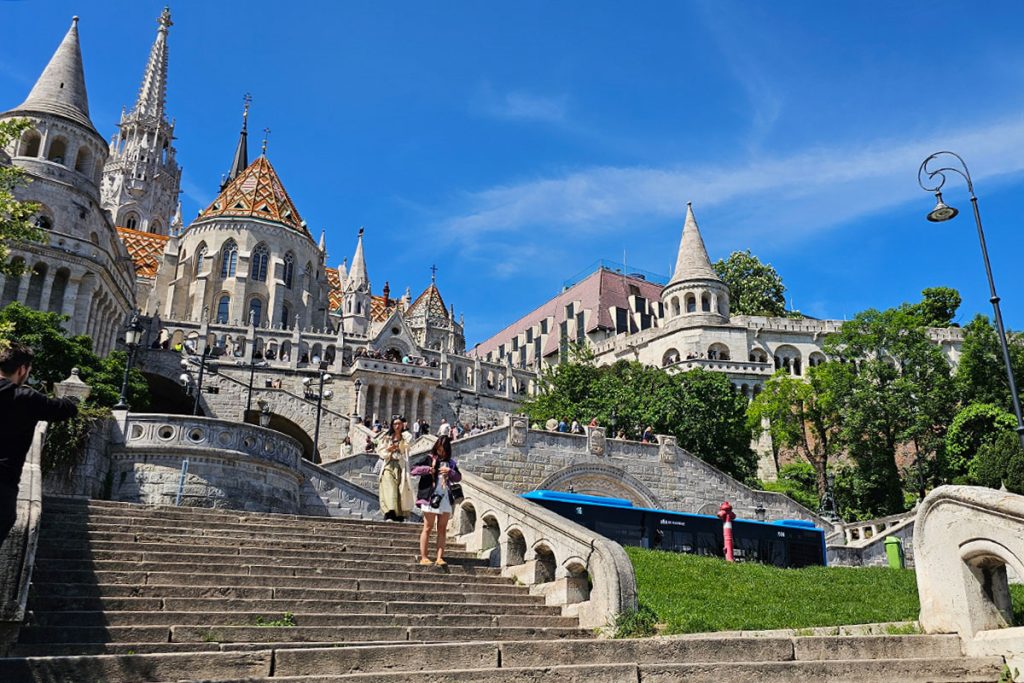 public bus in front of the Fisherman's Bastion