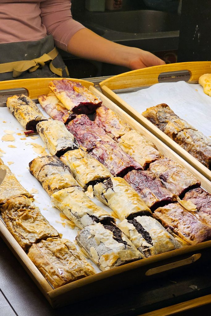 freshly bakes strudels at Buda Rétesvár
