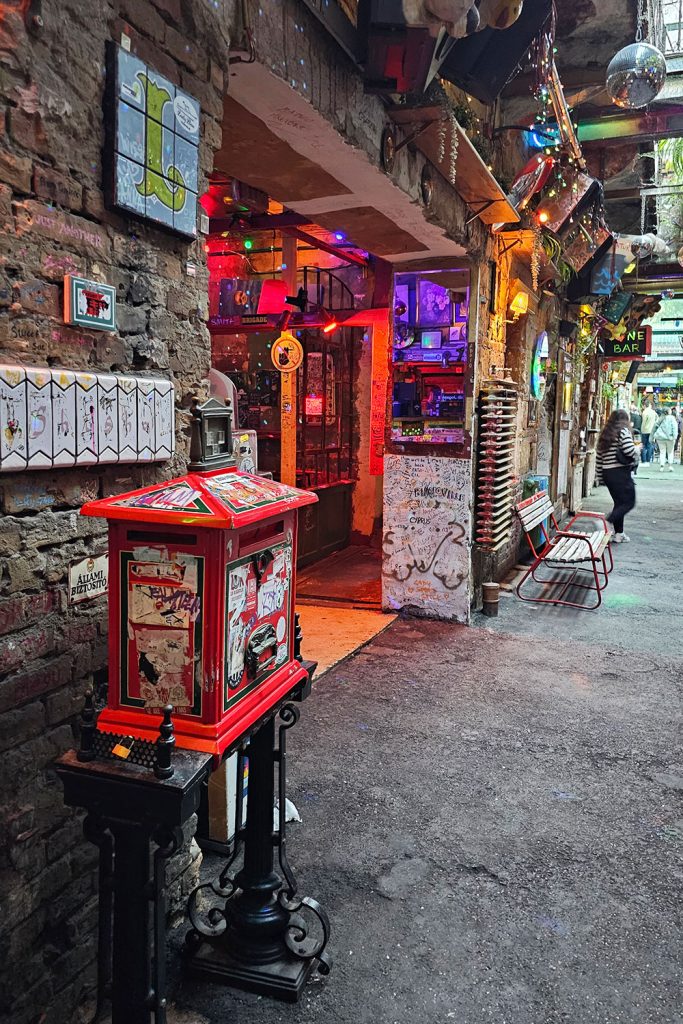 inside Szimpla ruin bar in Budapest