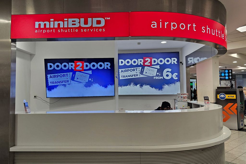 miniBUD airport shuttle information desk at BUD airport