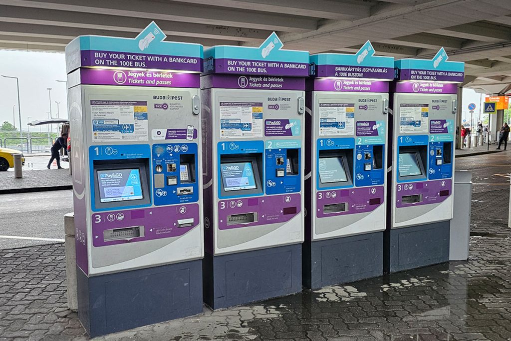 public transport ticket vending machines at the airport in Budapest