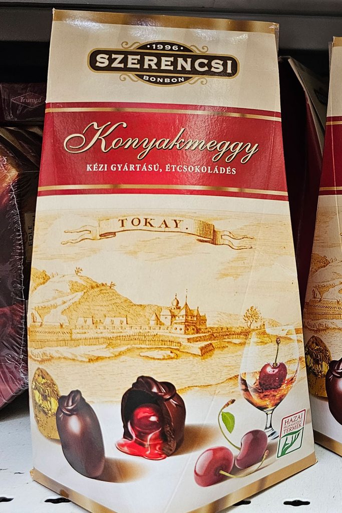 a box of Szerencsi Konyakmeggy pralines
