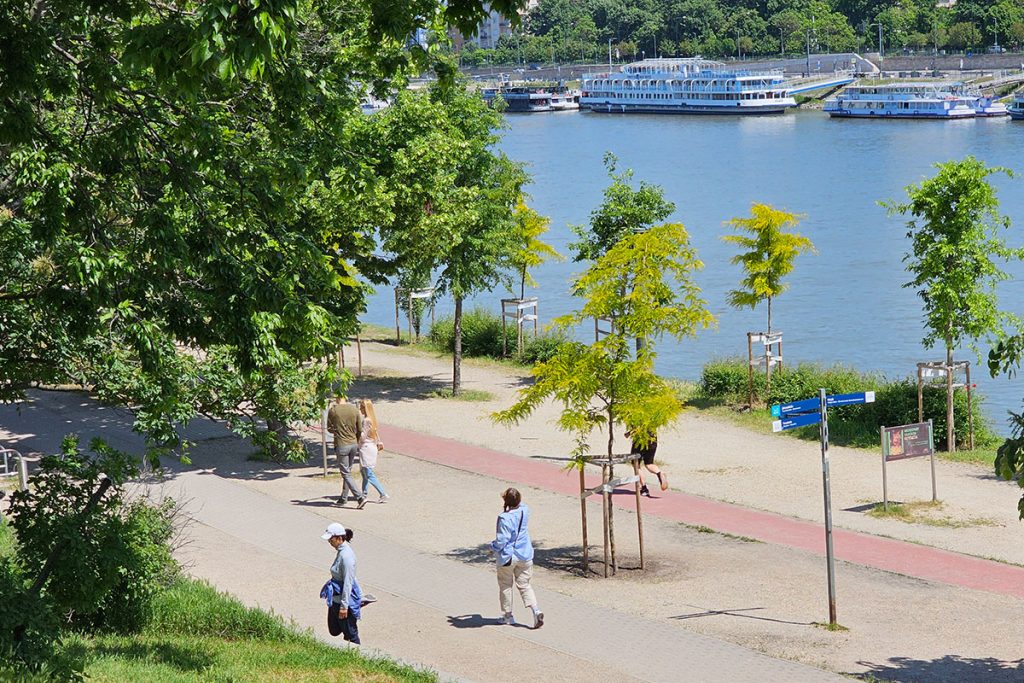 people on Margaret island in Budapest on a nice sunny day in May