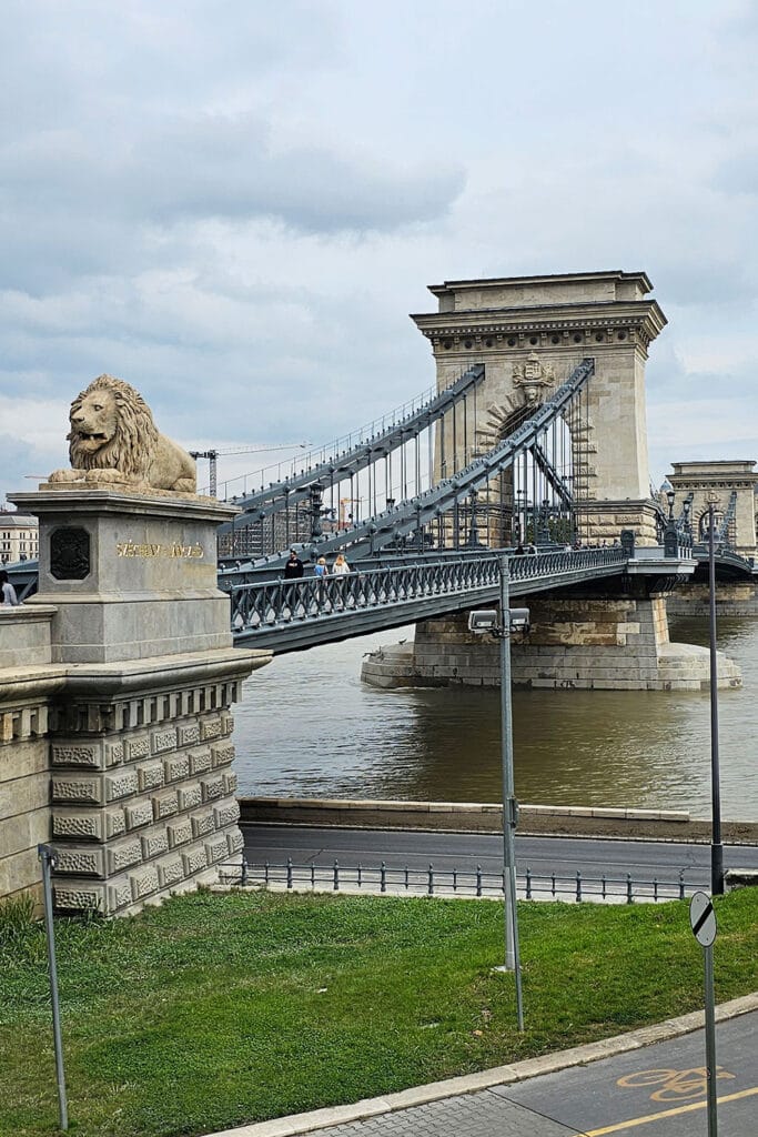 Chain Bridge in Budapest on a cloudy day
