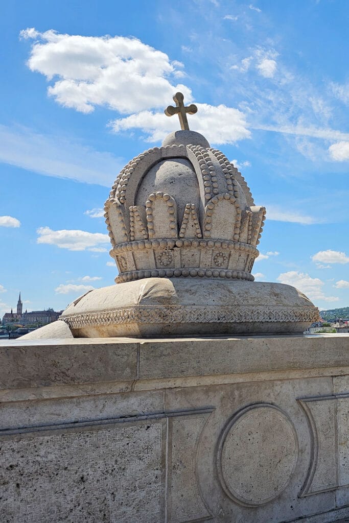 the Holy Crown of Hungary on Margaret Bridge