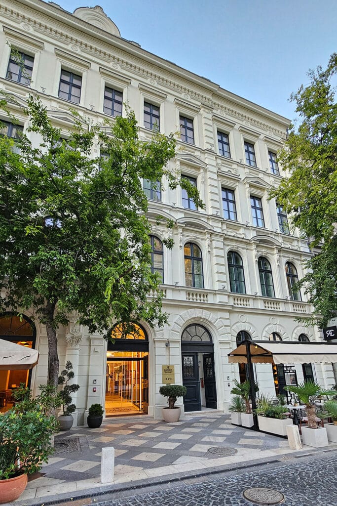 the entrance of Radisson Collection Basilica