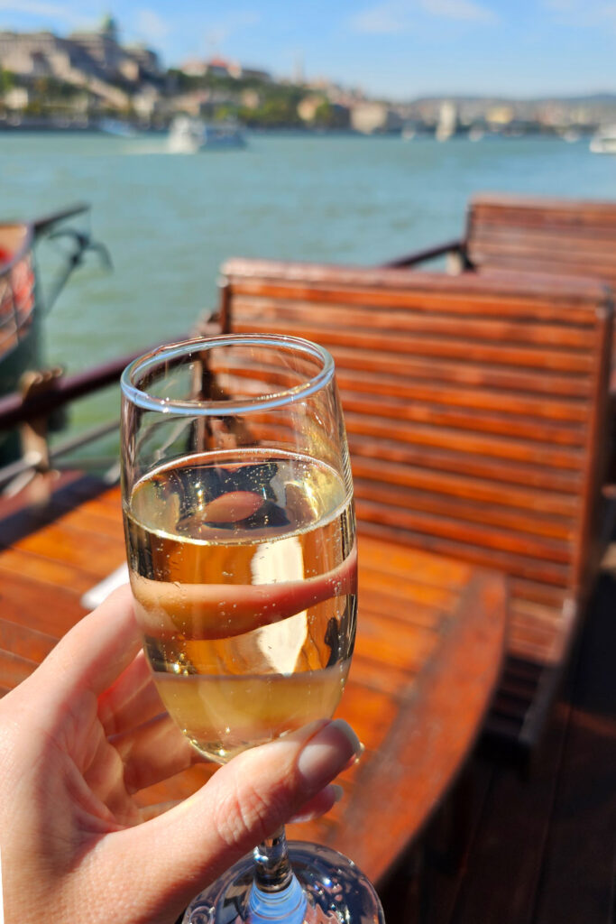 Budapest paddle steamer historic boat cruise welcome drink Törley Frizzante