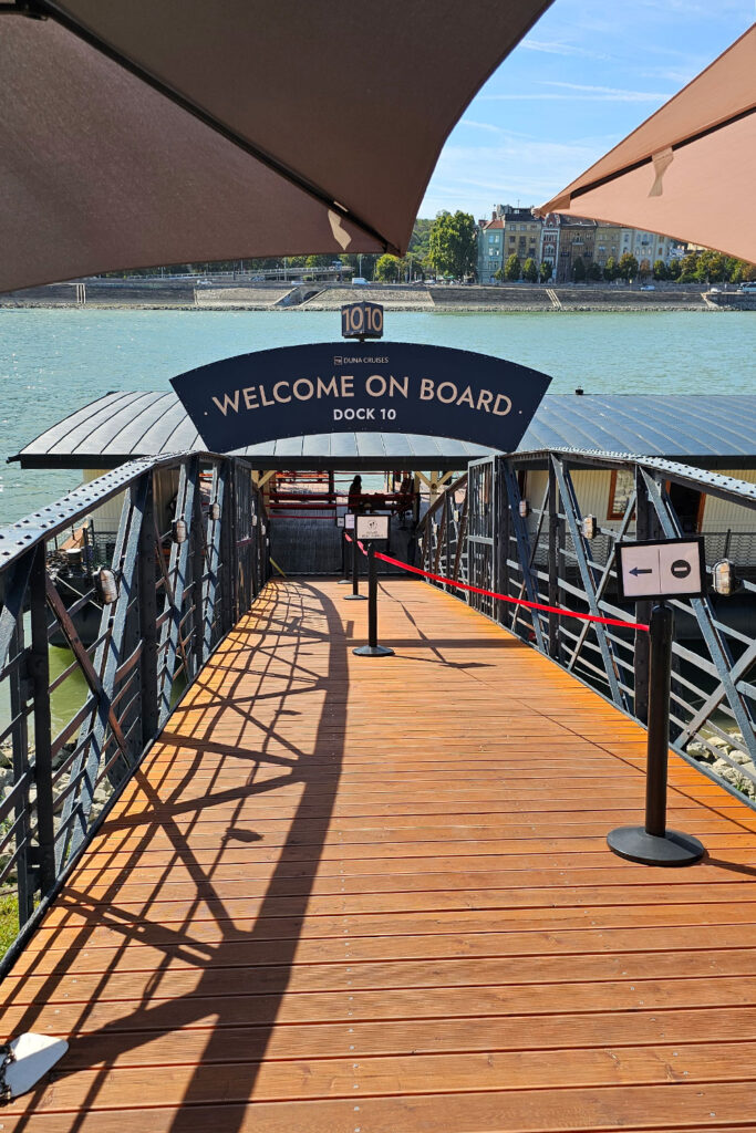 departure dock of histroic paddle steamer cruise in Budapest, near Elizabeth Bridge