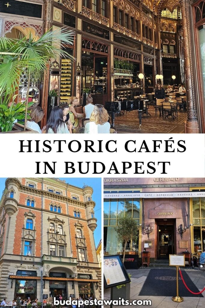 photos of some of Budapest's historic coffeehouses