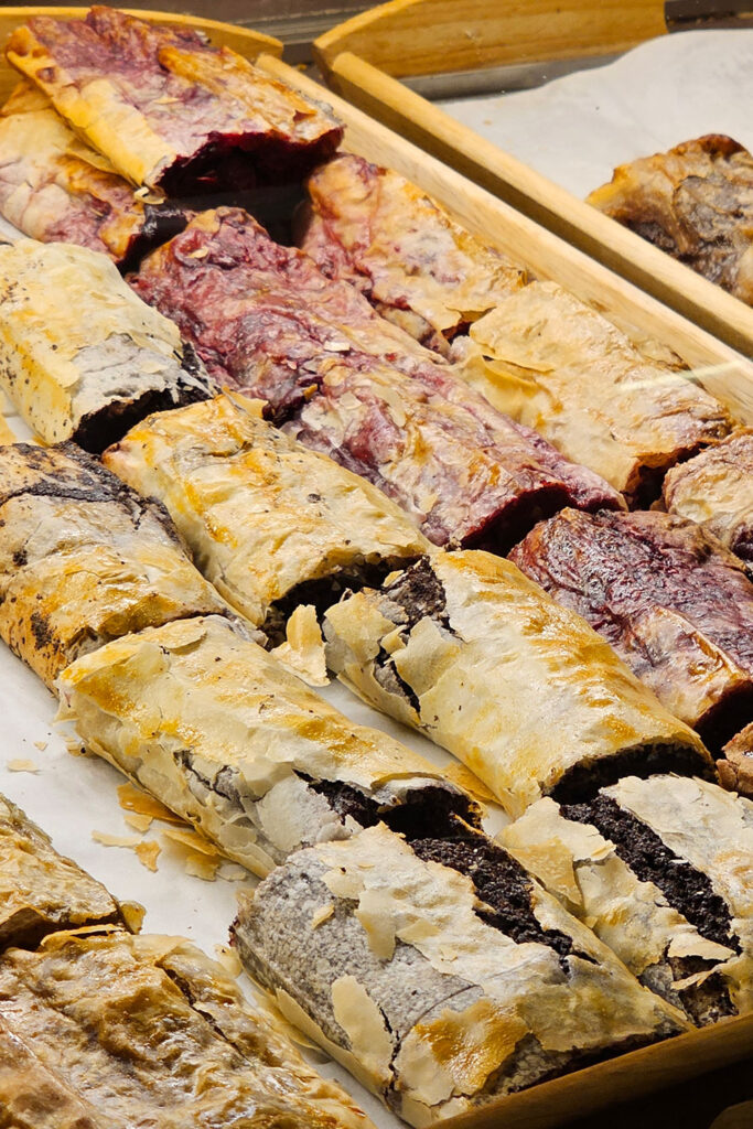 strudel slices with various fillings