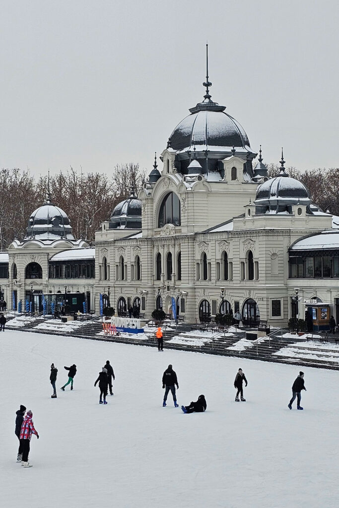 people ice skating on City PArk Ice Rink in Budapest