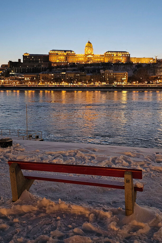 Buda Castle views from the Danube Pest riverside