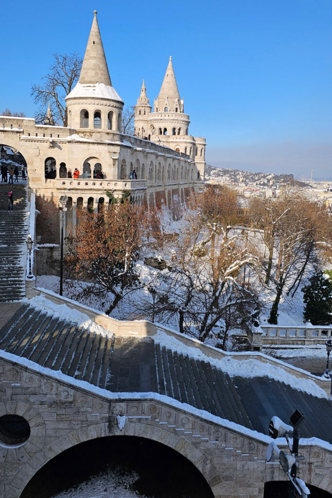 Fisherman's Bastion on a snowy winter day